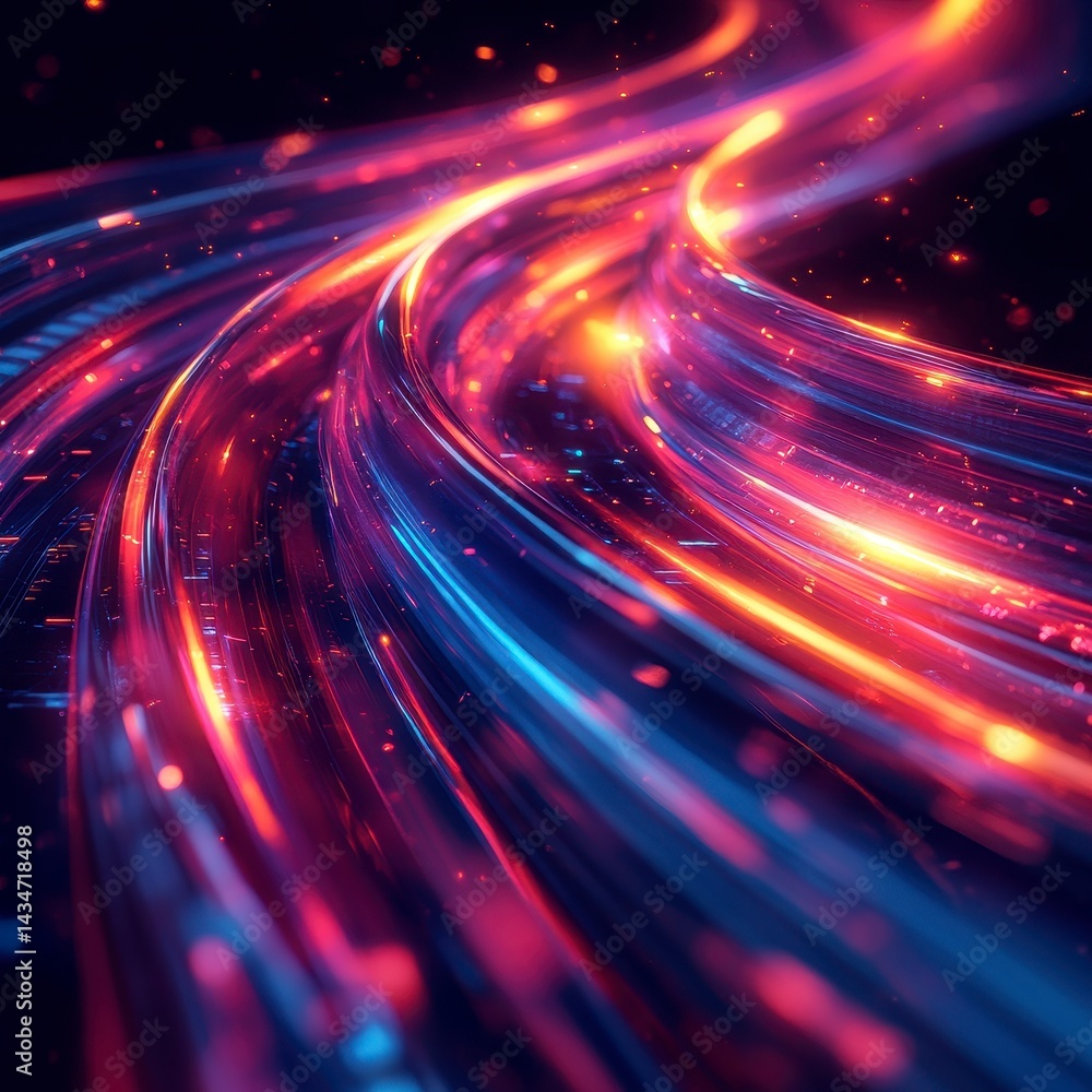 Aufkleber abstract flowing light streaks in dynamic motion with high speed trails futuristic energy and dark b