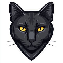 Digital illustration of a cat's face with vivid yellow eyes and gray fur