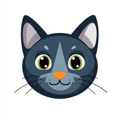 Obraz premium Close-up illustration of a gray cat's face with green eyes and an orange nose