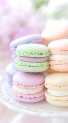 Delicate pastel macarons naturally dyed for elegant desserts and celebrations