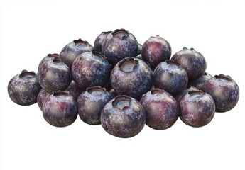 Pile of Ripe Blueberries Covered with Icing Sugar on a White Background in a Studio Shot