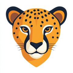 Vivid illustration of a cheetah's head with bright orange fur and black spots