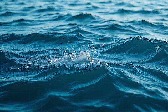 close up of a blue ocean with a wave in the water