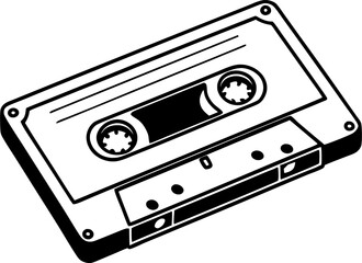 Obraz premium A black and white line art illustration of an audio cassette tape.