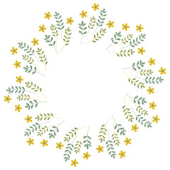 Delicate wildflowers and grasses arranged in a charming circular frame, nature-inspired designs, perfect for backgrounds, invitations, and greeting cards. Ideal for summer and spring celebrations