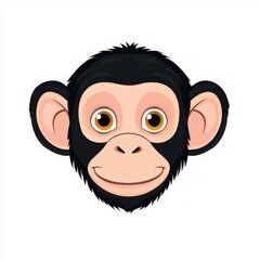 Obraz premium Cartoon illustration of a monkey with pink cheeks and yellow eyes