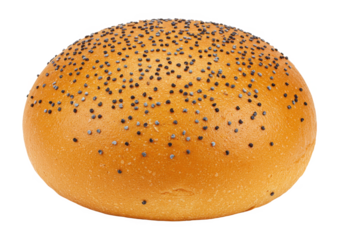 Poppy seed bun isolated on transparent background