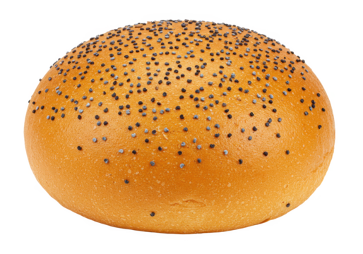 Poppy seed bun isolated on transparent background