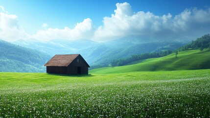 Obraz premium Innovative Green Solutions for Sustainable Development in Rural Areas with Lush Scenery and Vibrant Landscape