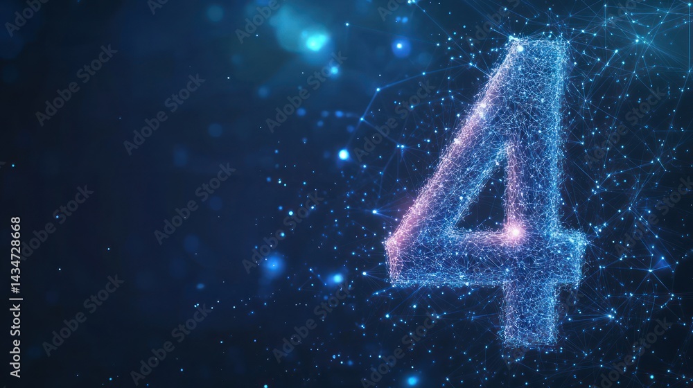 Poster number four digit plexus digital network background for technology concept