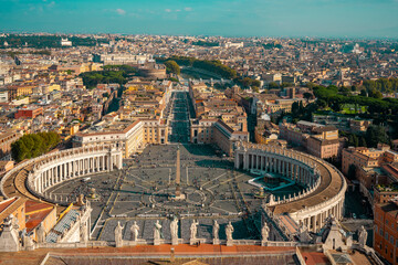 Obraz premium The Papal Basilica of Saint Peter in the Vatican, or simply Saint Peter's Basilica, is a church of the Italian High Renaissance located in Vatican City, an independent microstate enclaved within the c
