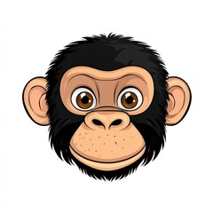 Obraz premium Close-up illustration of a monkey's face with black fur and peach-colored skin