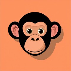 Cartoon illustration of a monkey's face with large round eyes and light pink ears
