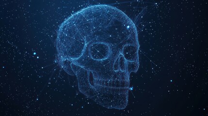 Nebula Skull: A celestial representation of mortality through interconnected nodes