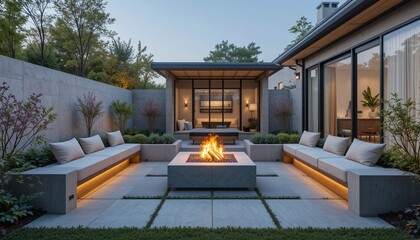 Modern Outdoor Living Space with Fire Pit