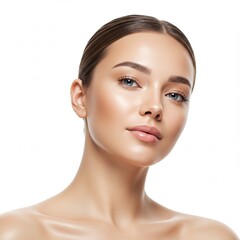Fototapeta premium Radiant Skin Portrait of a Young Woman with Flawless Complexion and Natural Beauty