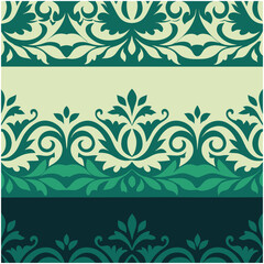 Seamless Luxury Damask Floral Ornament Pattern Vector Design.