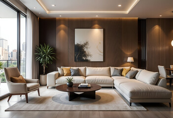 hyper realistic morden living room interior design a generative al. 