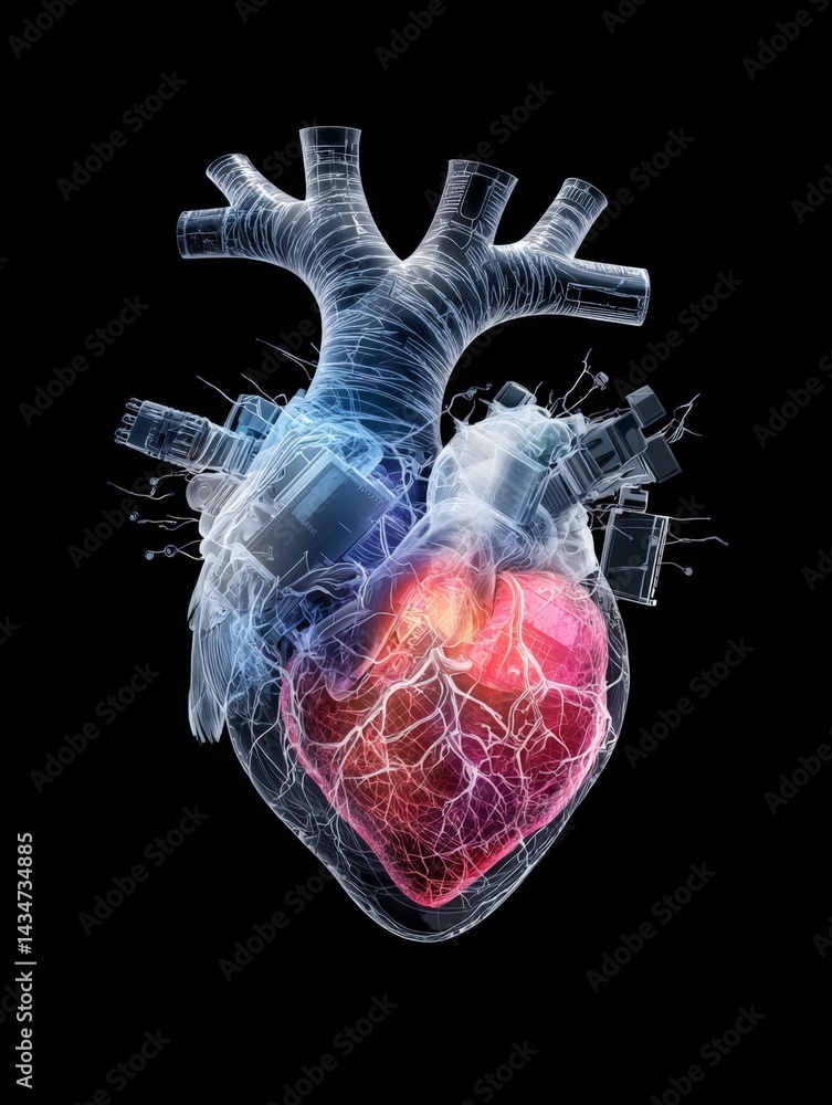 Aufkleber abstract fluid vortex emanating from mechanical heart representation