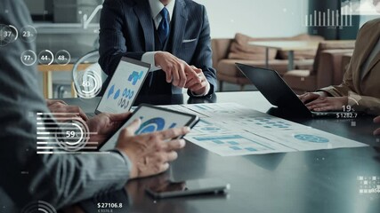 Group of business people meeting and statistical data concept - Powered by Adobe