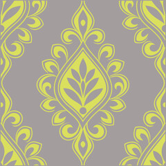 Seamless Luxury Damask Floral Ornament Pattern Vector Design.