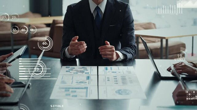 Group of business people meeting and statistical data concept