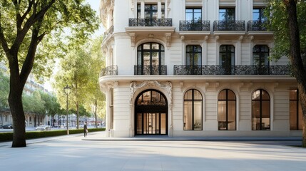 Parisian Apartment Building Facade, Sunny Day