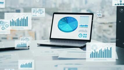 Laptop PC and digital data concept - Powered by Adobe