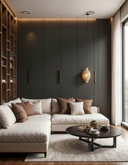 hyper realistic morden living room interior design a generative al. 