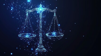 Digital representation of the scales of justice connecting network information