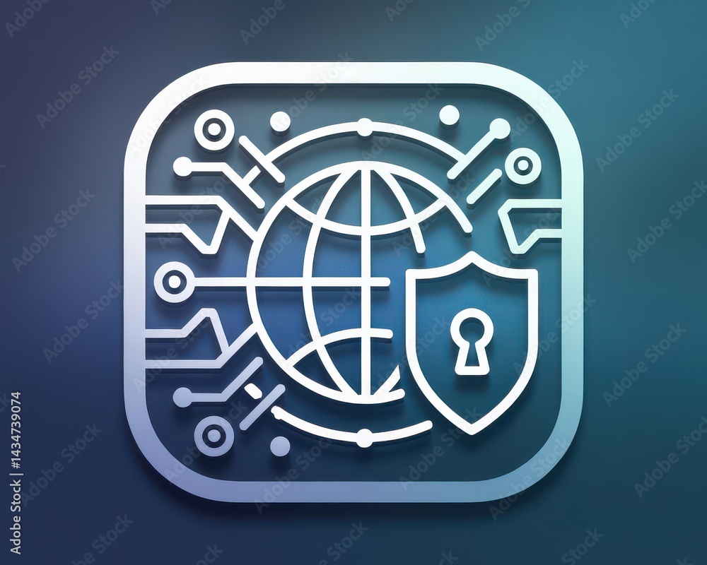 Poster digital world security concept with circuit board and shield icon design