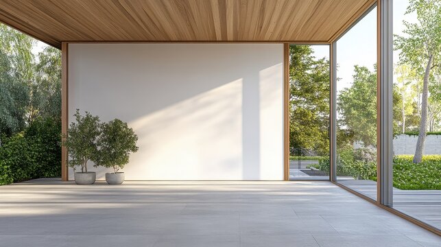 Fototapeta Modern, light-filled outdoor room with a minimalist aesthetic.