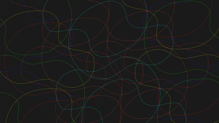 Abstract colorful wave dotted lines elements on black background.