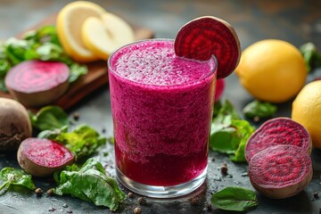 Beetroot smoothie with lemon, healthy drink