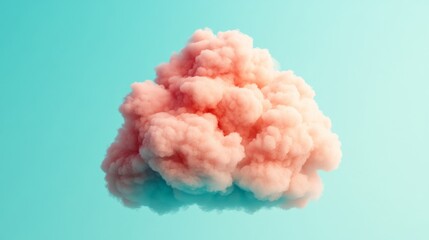 Fluffy pink cloud formation digital art whimsical environment bright background abstract concept