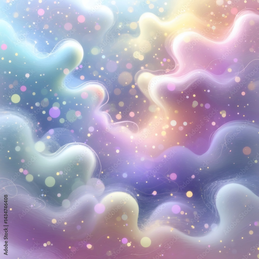 Poster dreamy pastel cloudscape with sparkling lights. this image is perfect for projects related to fantas