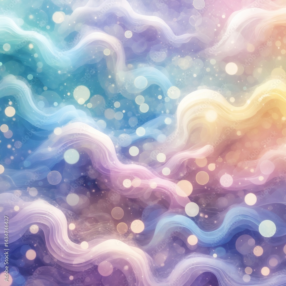 Poster a dreamy and abstract cloud-like background, a canvas of pastel colors and soft light that evokes a 