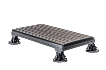 Durable Black Aerobic Step Platform for Home Fitness Workouts and Exercise Classes on transparent background
