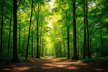 Fototapeta premium forest filled with lots of green trees 2