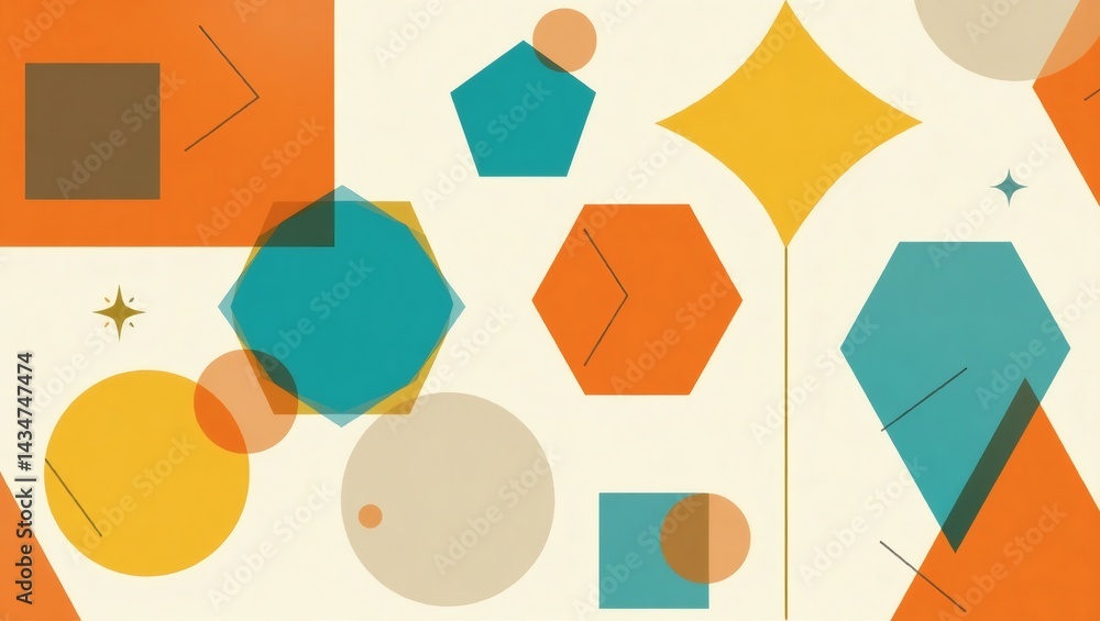 Aufkleber abstract geometric shapes in vibrant colors, creating a dynamic and eye-catching visual composition
