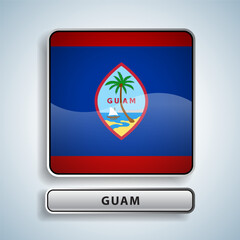 Guam flag square button Isolated on color gradient background. Exclusive Icon flag