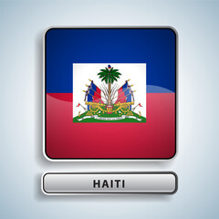 Haiti flag square button Isolated on color gradient background. Exclusive Icon flag