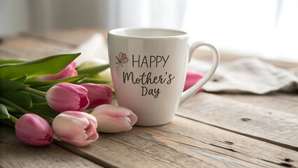Happy Mothers Day Mug Tulips Flowers Spring