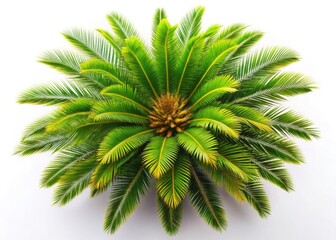 Canary Island Date Palm Tree Top View, Isolated White Background Stock Photo
