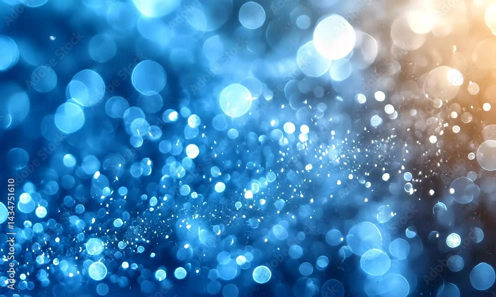 Poster abstract blue bokeh light background with blurred shimmering sparkles effect