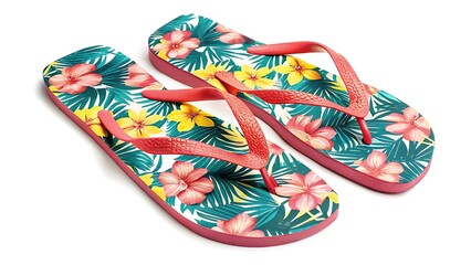Floral Flip Flops Summer Beach Sandals Tropical Print
