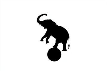 Black elephant balancing on ball silhouette circus animal vector illustration design art 95