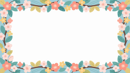 apricot blossom Pattern, flower vector pattern surrounds a border.