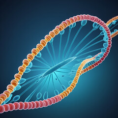 Prokaryotic RNA polymerase transcribing genes, molecular process, 3D rendering
