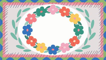 Verbena hybrida Pattern, flower vector pattern surrounds a border.